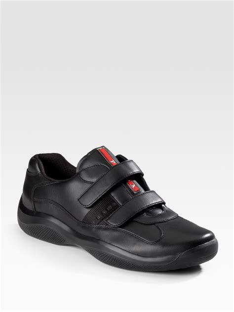 prada sneakers double strap black|high top black prada sneakers.